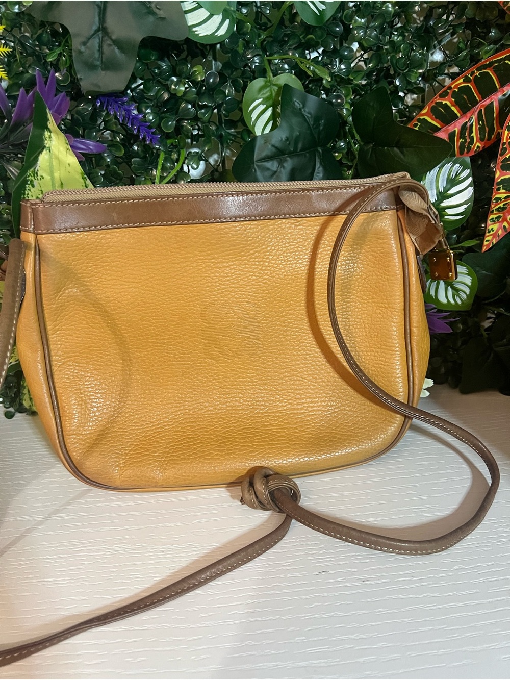Loewe Mustard Yellow and Brown Leather Crossbody Bag